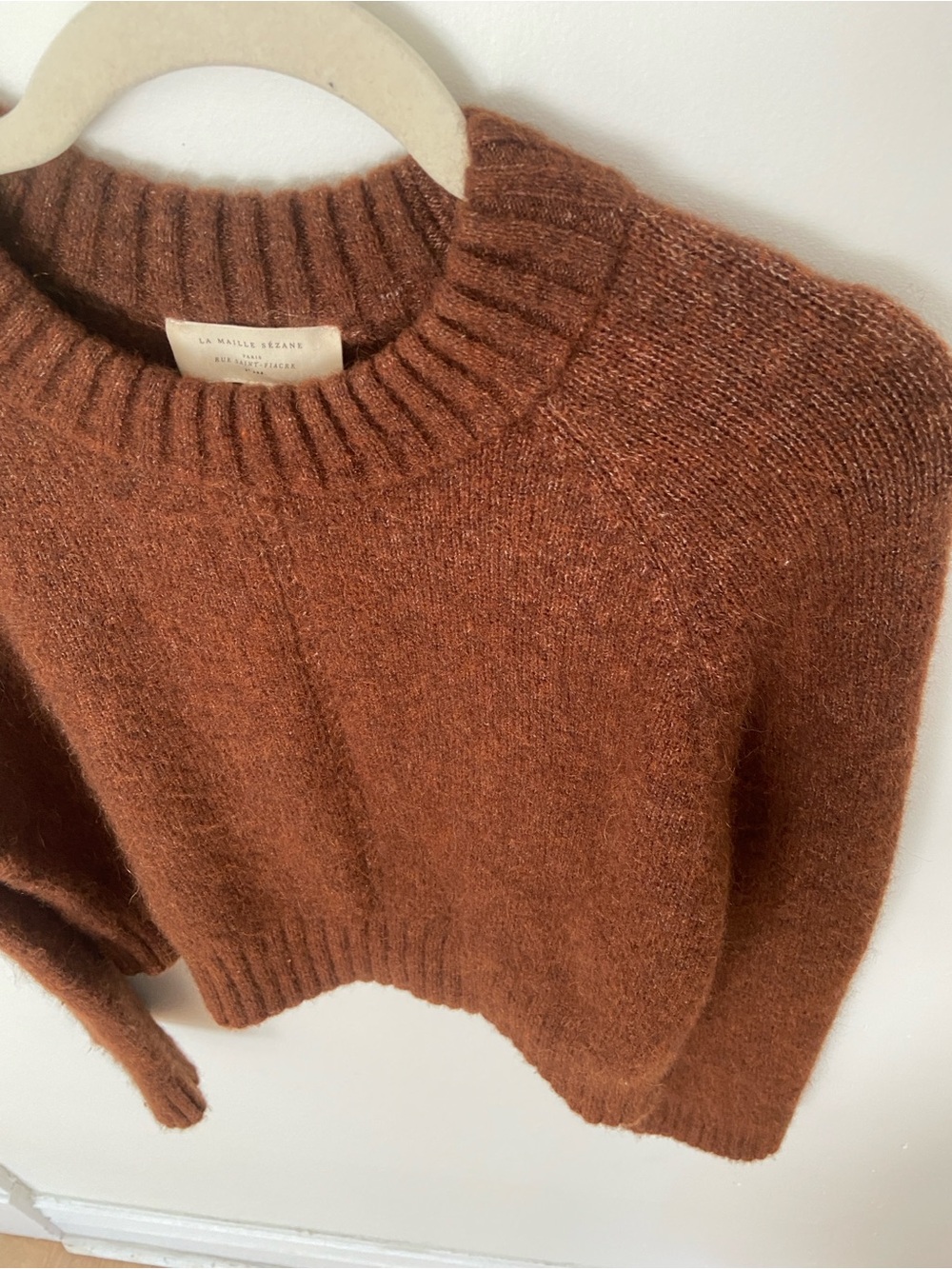 Sezane Sama Jumper Chestnut Brown Baby Alpaca Crew Sweater size XS - Picture 7 of 11